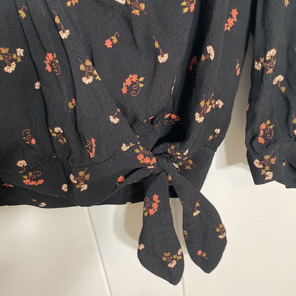 Madewell Women’s Flowy Long Sleeve Black Floral Blouse Top Size XS - Picture 8 of 12